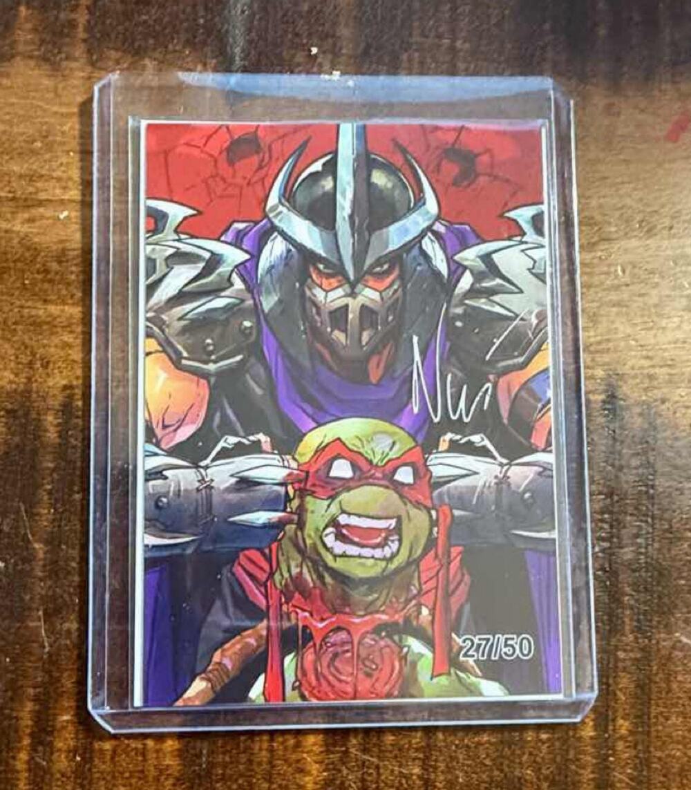 TMNT Shredder vs Raphael Trading Card Serial Numbered 27/50 Signed Eddie Nunez
